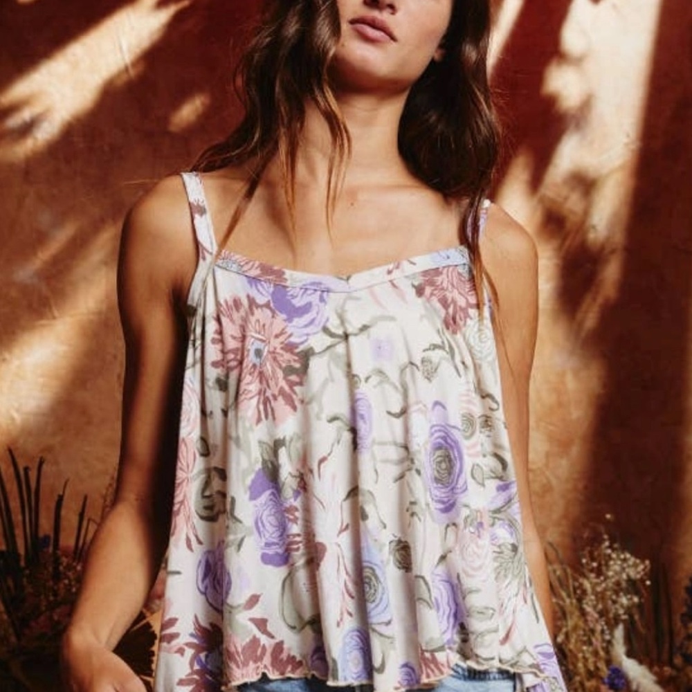 BUCKETLIST Floral Camisole in Cream and Purple